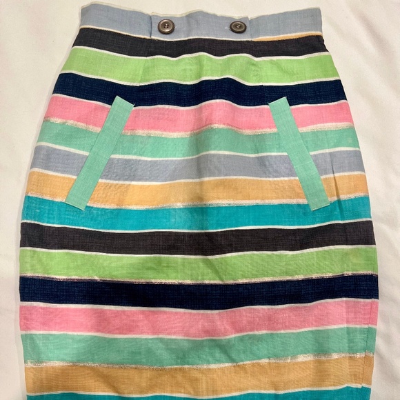 Anthropologie Tracy Reese Rainbow Pastel Striped Skirt XS 0 - Picture 3 of 6